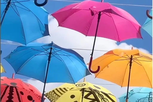 Discover the Vibrant Umbrella Installation at Hillel Place Plaza! 🌂🌈✨