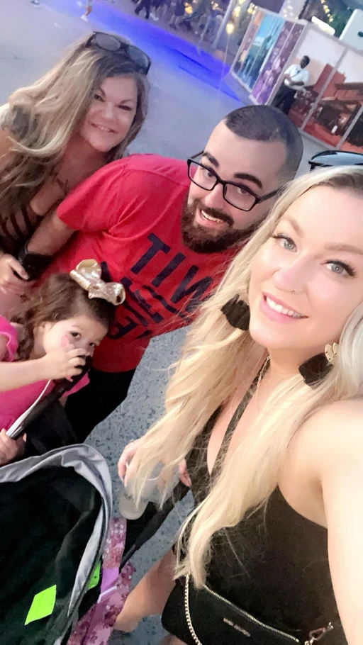 My mom behind me my wittle cousin and her mom my aunt b
