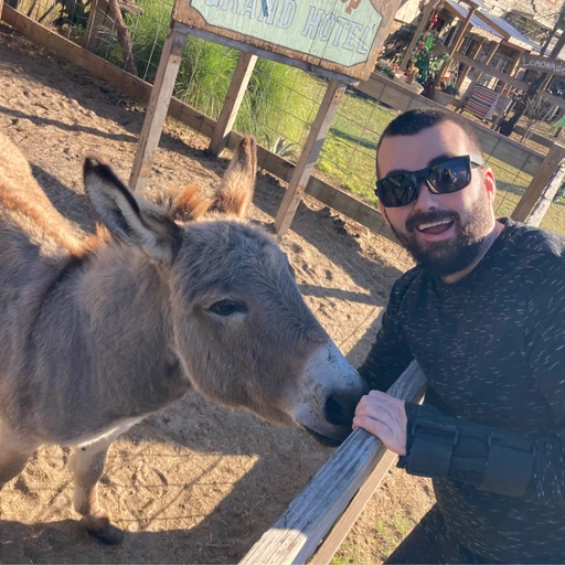 It was a nice day took my cousin to the animal farm